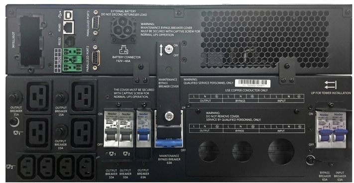 Liebert GXT5 Rear Panel (8-10 kVA) ภาพด้านหลังเครื่อง liebert ขนาด 8 -10 kva
